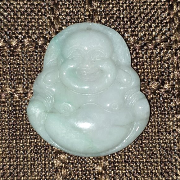 75.5 carats Vintage Hand-Carved Natural White Jade Happy Buddha Pendant - Picture 3 of 11